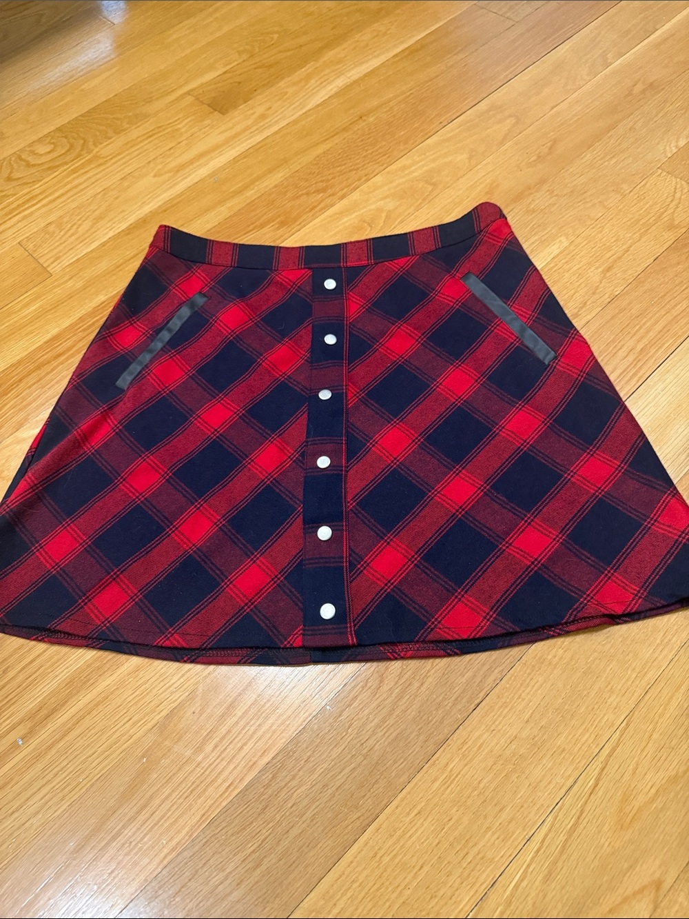 Altar’d state  red & blue checker button down front skirt  size medium.